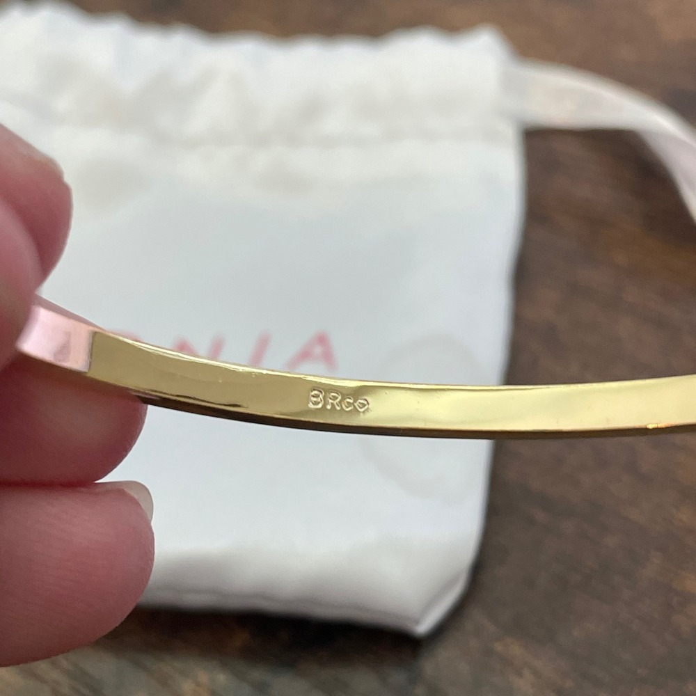 Adornia Gold Tone Green Lab Emerald Crystal Bypass Bangle Bracelet Jewelry - Picture 5 of 5